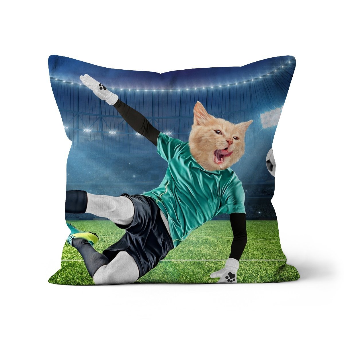 The Football Star: Custom Pet Cushion - Paw & Glory - #pet portraits# - #dog portraits# - #pet portraits uk#paw & glory, custom pet portrait pillow,print pet on pillow, custom cat pillows, pet face pillow, pet print pillow, dog on pillow