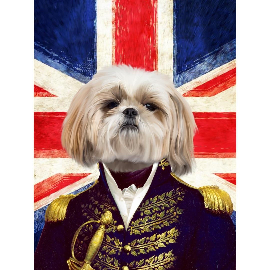 The General - British Flag Edtion: Custom Digital Pet Portrait - Paw & Glory, pawandglory, pet portraits in oils, best dog artists, abstract pet portraits dog canvas art, drawing pictures of pets, pet portraits