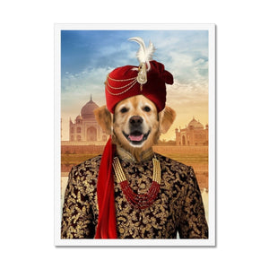 The Indian Raja: Custom Framed Pet Portrait - Paw & Glory, paw and glory, dog portrait funny, dog in military uniform, dog as general painting, photographer dog, dog regal portrait, animal renaissance portraits, pet portrait