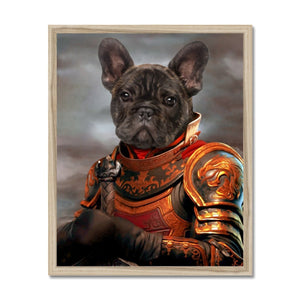 The Knight: Custom Framed Pet Portrait - Paw & Glory, paw and glory, dog portrait with name, dog digital portraits, custom dog photo canvas, paintings of my dog, personalised cat portrait, military dog portrait, pet portraits