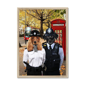 The Met Police Officers: Custom Framed 2 Pet Portrait - Paw & Glory, pawandglory, dog drawing from photo, my pet painting, aristocratic dog portraits, aristocrat dog painting, dog canvas art, nasa dog portrait, pet portraits