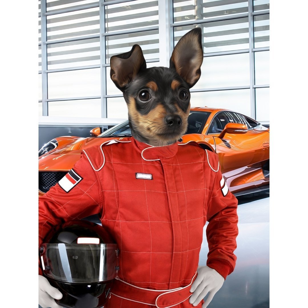 The Nascar Racer: Custom Digital Pet Portrait - Paw & Glory, pawandglory, dog portraits singapore, best dog artists, custom pet paintings, animal portrait pictures, pet portrait artists, admiral dog portrait, pet portrait