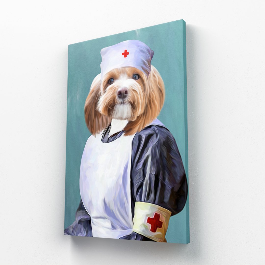 The Nurse: Custom Pet Canvas - Paw & Glory - #pet portraits# - #dog portraits# - #pet portraits uk#paw and glory, custom pet portrait canvas,dog canvas painting, dog canvas wall art, personalised dog canvas, dog canvas bag, canvas of pet
