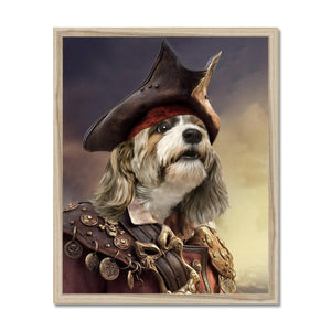 The Pirate: Custom Framed Pet Portrait - Paw & Glory, paw and glory, paintings of pets from photos, for pet portraits, dog astronaut photo, paw portraits, custom pet painting, pet portrait admiral, pet portraits