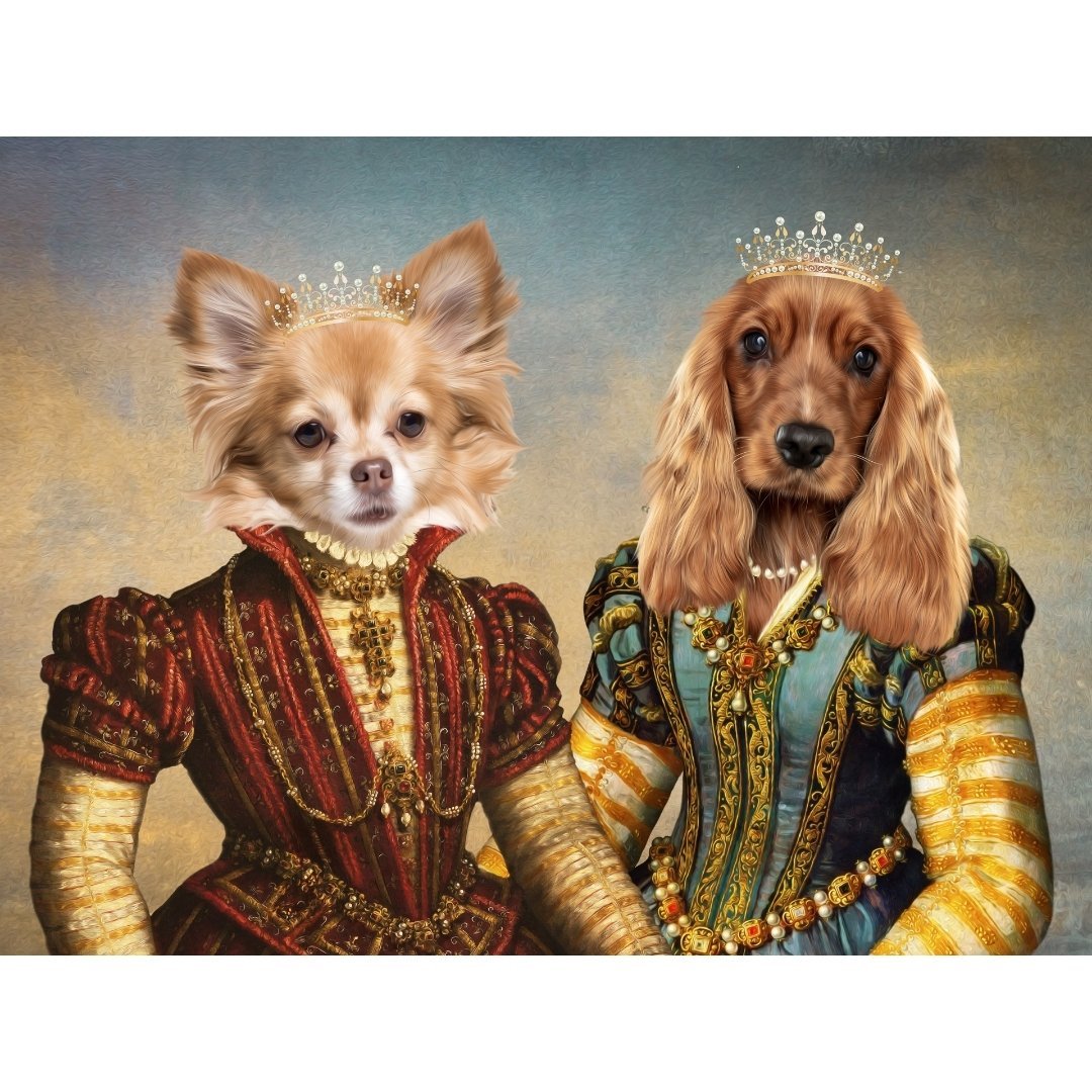 The Princesses: Custom Pet Digital Portrait - Paw & Glory, paw and glory, pictures for pets, in home pet photography, best dog paintings, custom pet portraits south africa, louvenir pet portrait, pet photo clothing, pet portraits