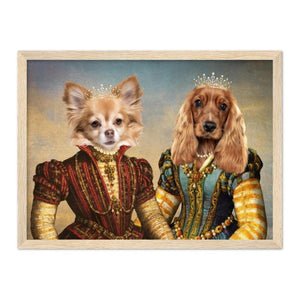 The Princesses: Custom Pet Portrait - Paw & Glory, paw and glory, dog drawing from photo, dog portrait images, dog portraits admiral, aristocrat dog painting, cat picture painting, dog astronaut photo, pet portraits