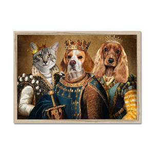 The Royals: Custom Framed 3 Pet Portrait - Paw & Glory, paw and glory, dog portraits singapore, professional pet photos, pet portrait admiral, dog portraits as humans, dog portrait background colors, funny dog paintings, pet portraits