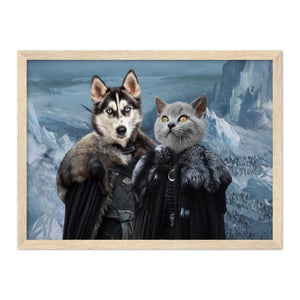 The Rulers (GOT Inspired): Custom Pet Portrait - paw & glory, pawandglory, dog astronaut photo, personalized pet and owner canvas, small dog portrait, custom pet painting, pet portraits usa, pet portraits usa, pet portrait