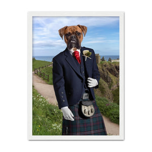 The Scottish Gent: Custom Pet Portrait - Paw & Glory, paw and glory, portrait pet, canvas pets, personalized dog drawings, turn a picture of your dog into a painting, make my dog into a painting, custom dog painting on canvas, pet portraits