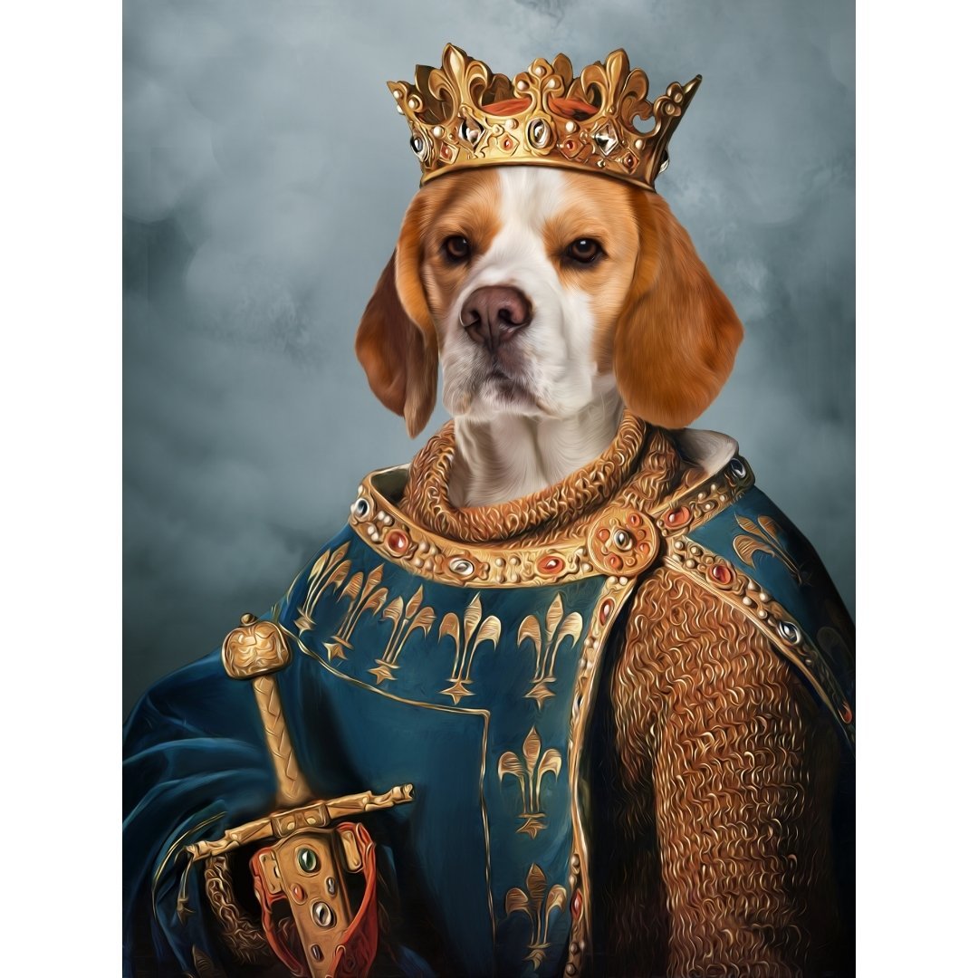 The Sovereign Digital Portrait - Paw & Glory, paw and glory, dog portrait uniform, dog painting photo, pet custom portrait, dogs as humans art, canvas for dogs, personalised cat canvas, pet portrait