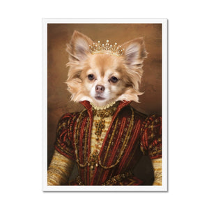 The Spanish Princess: Custom Framed Pet Portrait - Paw & Glory, paw and glory, art with pets, pet artist, custom pet portraits from photos, the crown and paw, pictures of your dog, pet military portraits, pet portraits