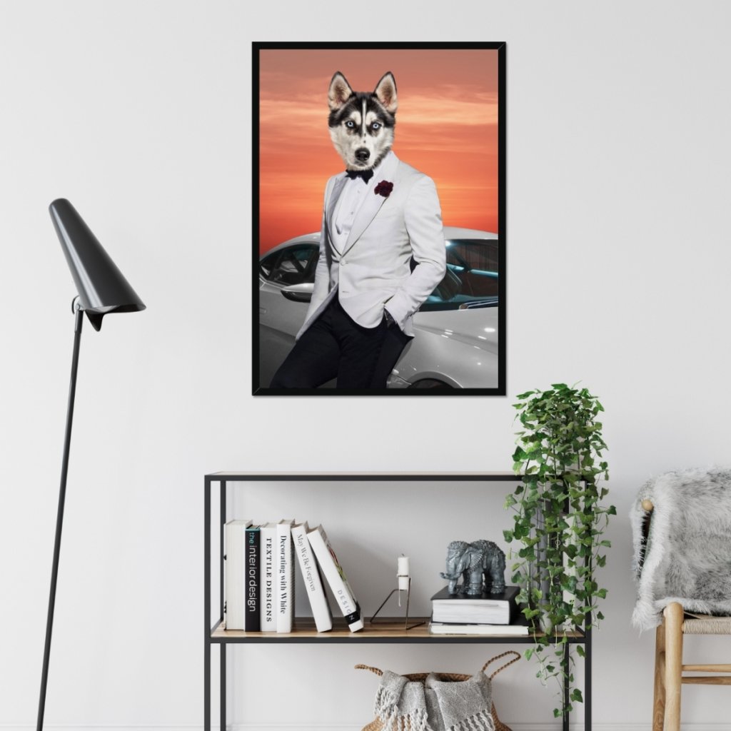 Pet Portraits | 007 (James Bond Inspired): Custom Pet Portrait | Paw & Glory