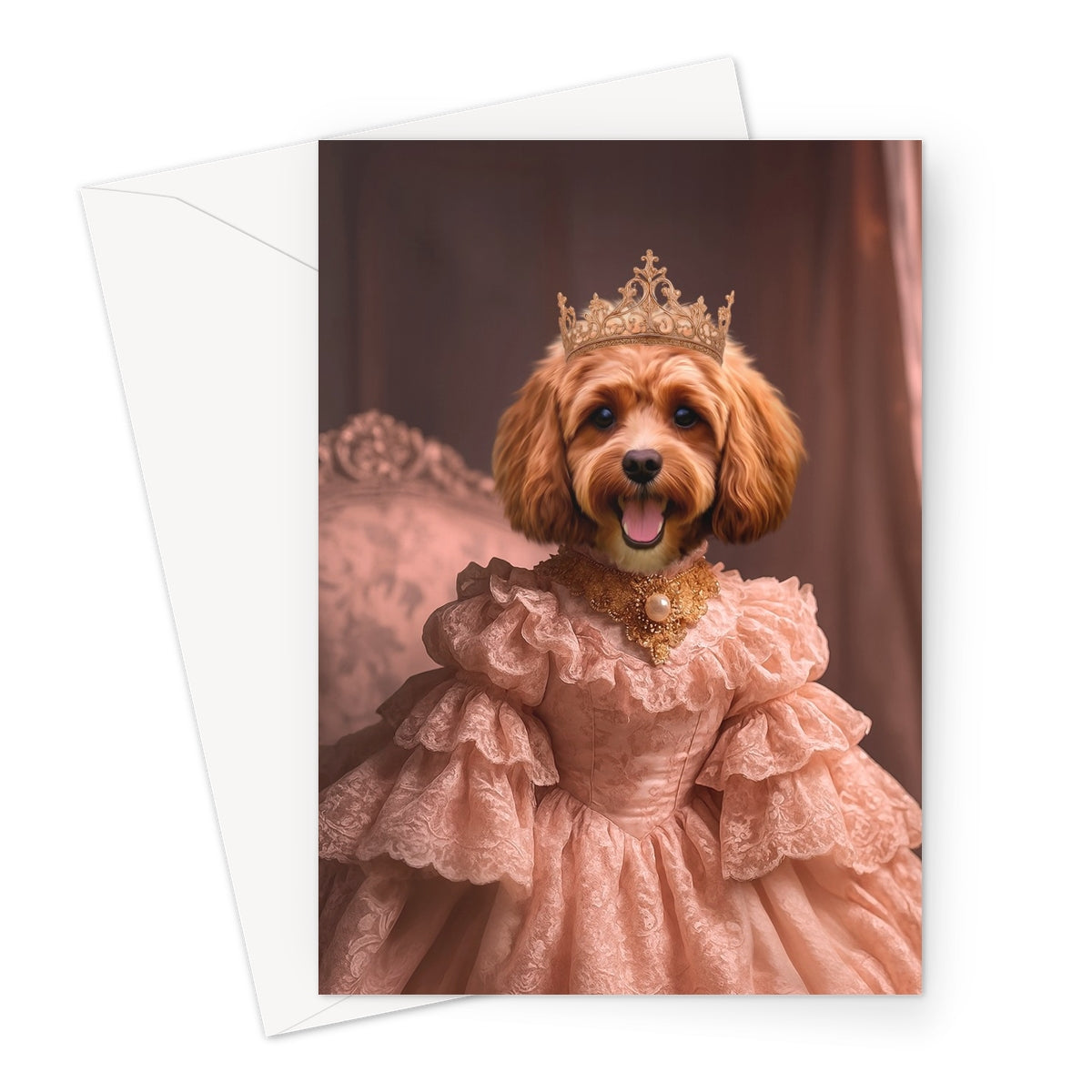 The Spoiled Princess: Custom Pet Greeting Card - Paw & Glory - Dog Portraits - Pet Portraits