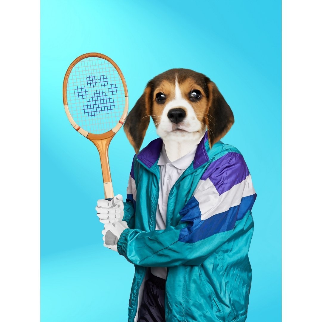 Pet Portraits | 80s Tennis Champ: Custom Digital Download Pet Portrait | Paw & Glory