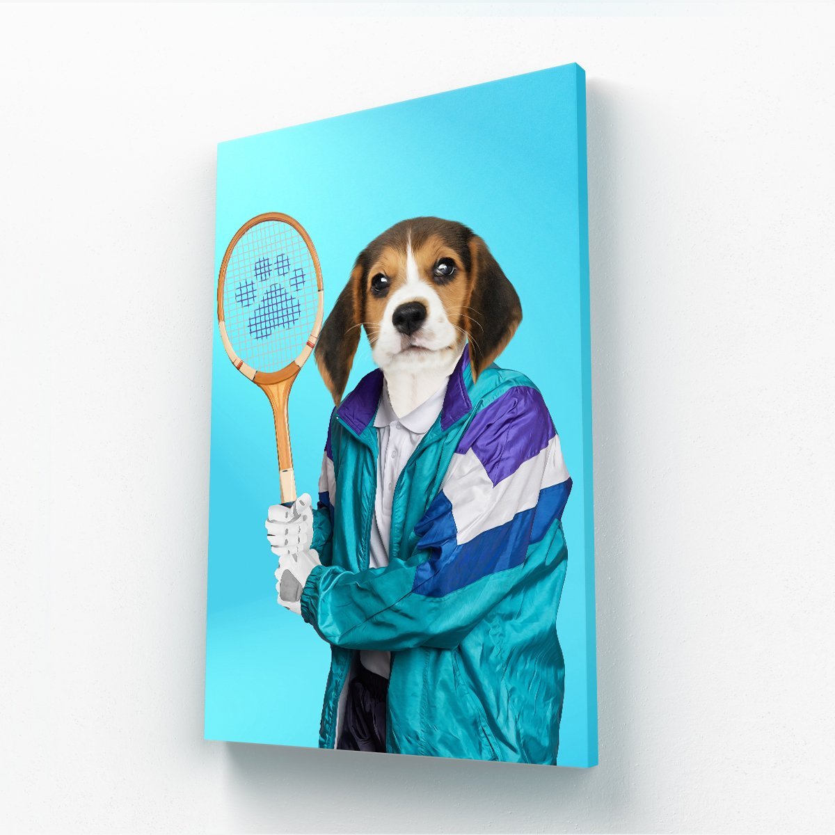 Pet Portraits | 80s Tennis Champ: Custom Pet Canvas | Paw & Glory