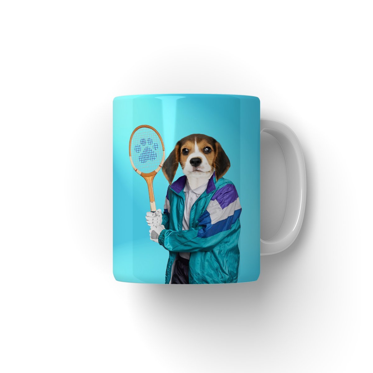Pet Portraits | 80s Tennis Champ: Custom Pet Coffee Mug | Paw & Glory