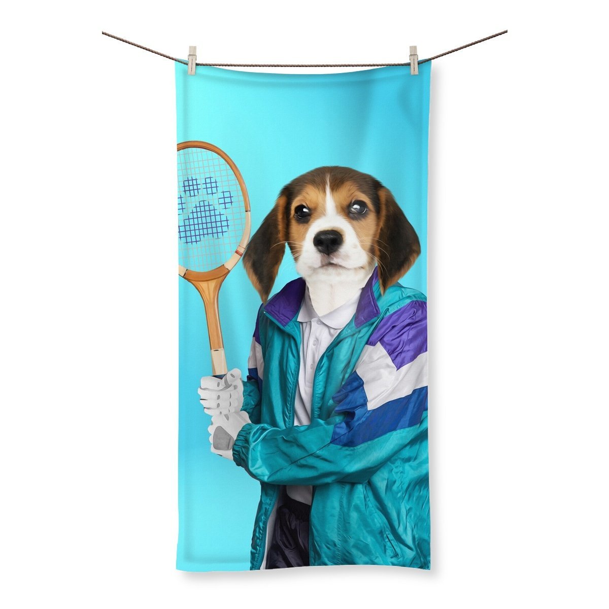 Pet Portraits | 80s Tennis Champ: Custom Pet Towel | Paw & Glory