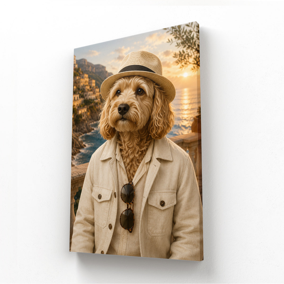 Pet Portraits| Amalfi Honeymoon Gent: Custom Pet Canvas | Paw & Glory