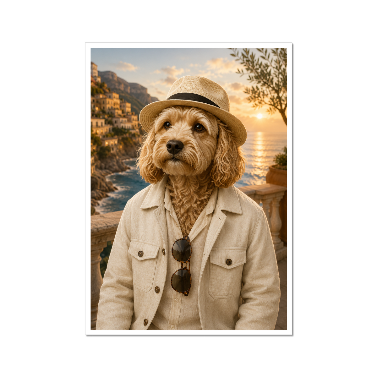 Pet Portraits | Amalfi Honeymoon Gent: Custom Pet Poster | Paw & Glory
