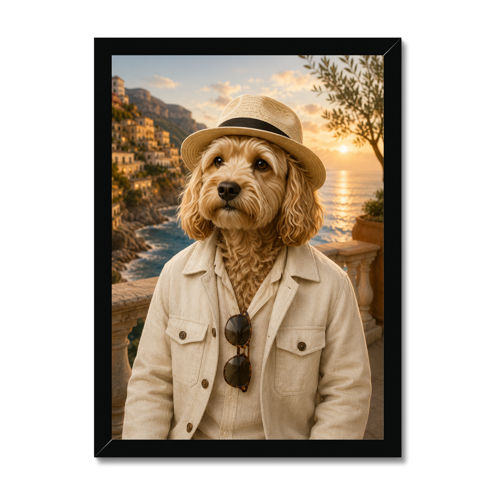 Amalfi Honeymoon Gent: Custom Pet Framed Portrait