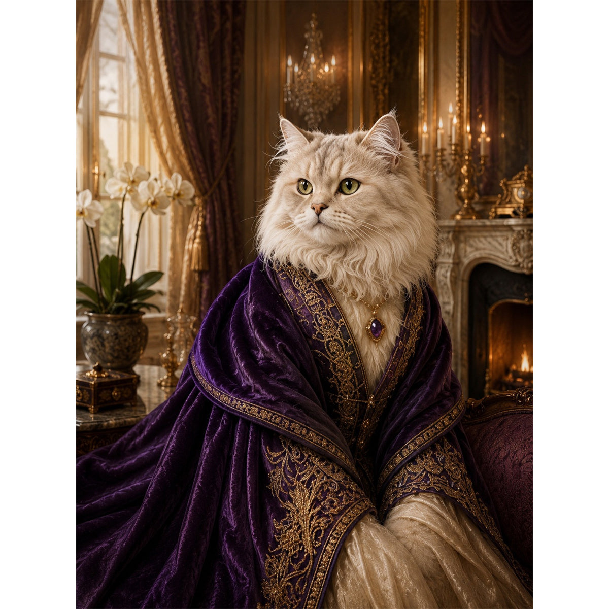 Amethyst Orchid Opulence: Custom Digital Download Pet Portrait