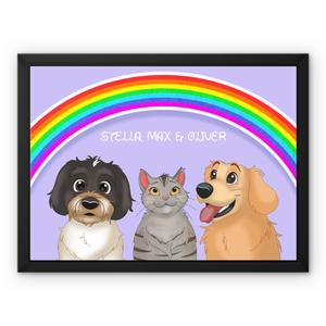 Paw & Glory, pawandglory Rainbow Bridge Art Pet Angel Tribute Cherished Pet Remembrance Cartoon Pet Memorialization Remembering Our Pet Rainbow Colors Tribute Cartoon Pet Canvas