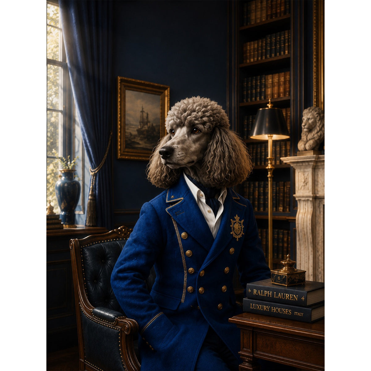 Cobalt Confidence | Digital Pet Portrait | Paw & Glory