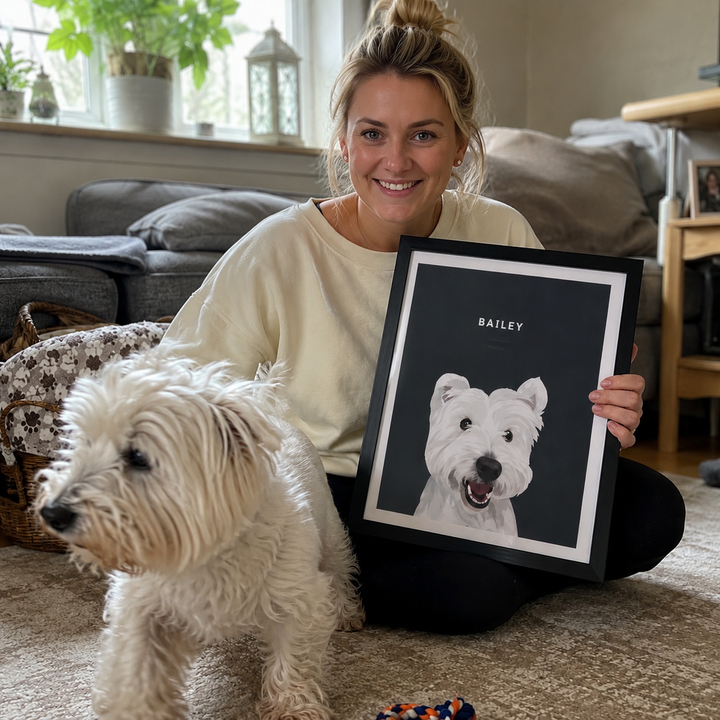 Custom Modern: Framed Pet Portrait personalised pet artwork