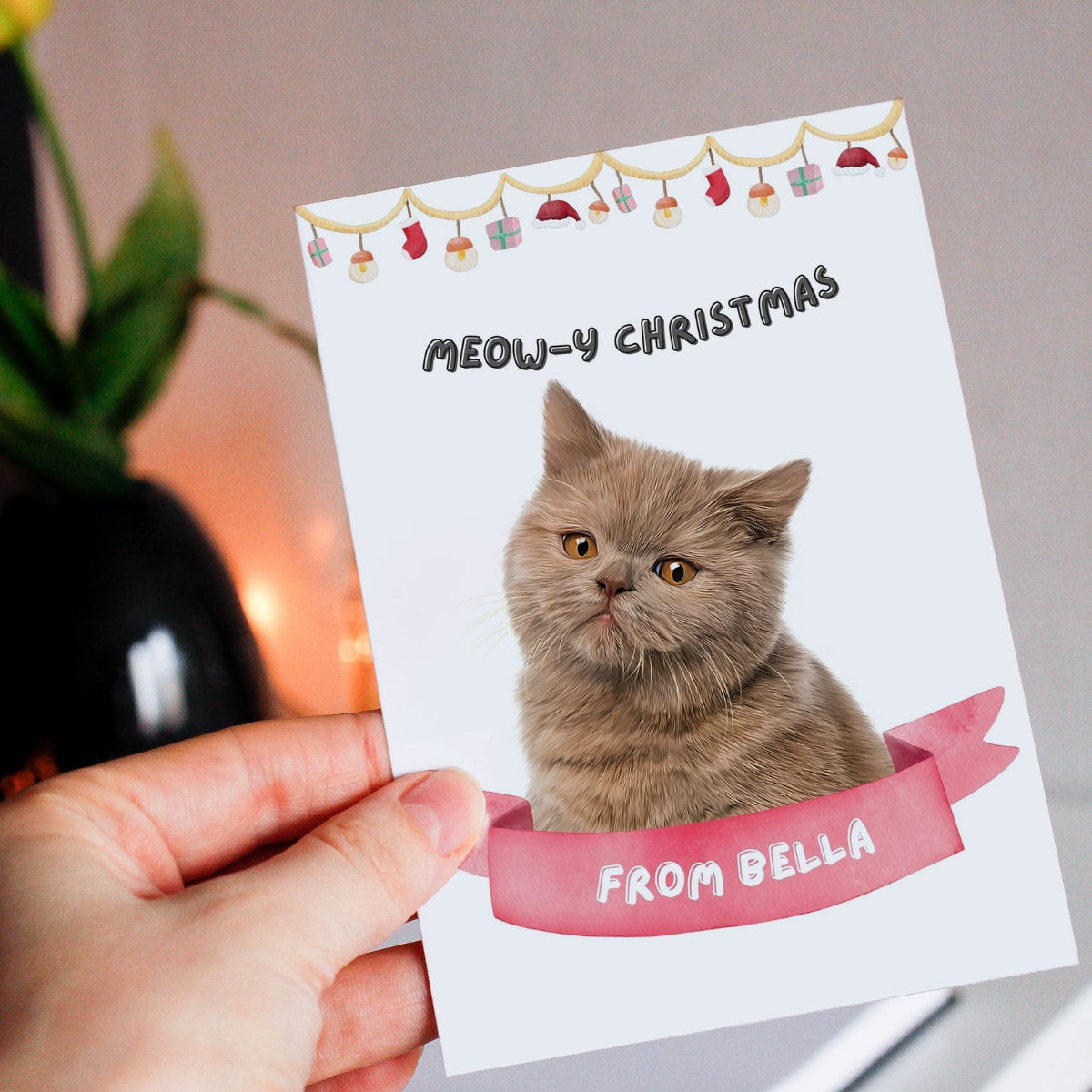 Meowy Christmas Minimalist Greetings Cards