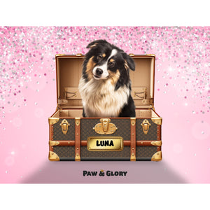 Woofy Vuitton Luxury Trunk: Custom Digital Download Pet Portrait