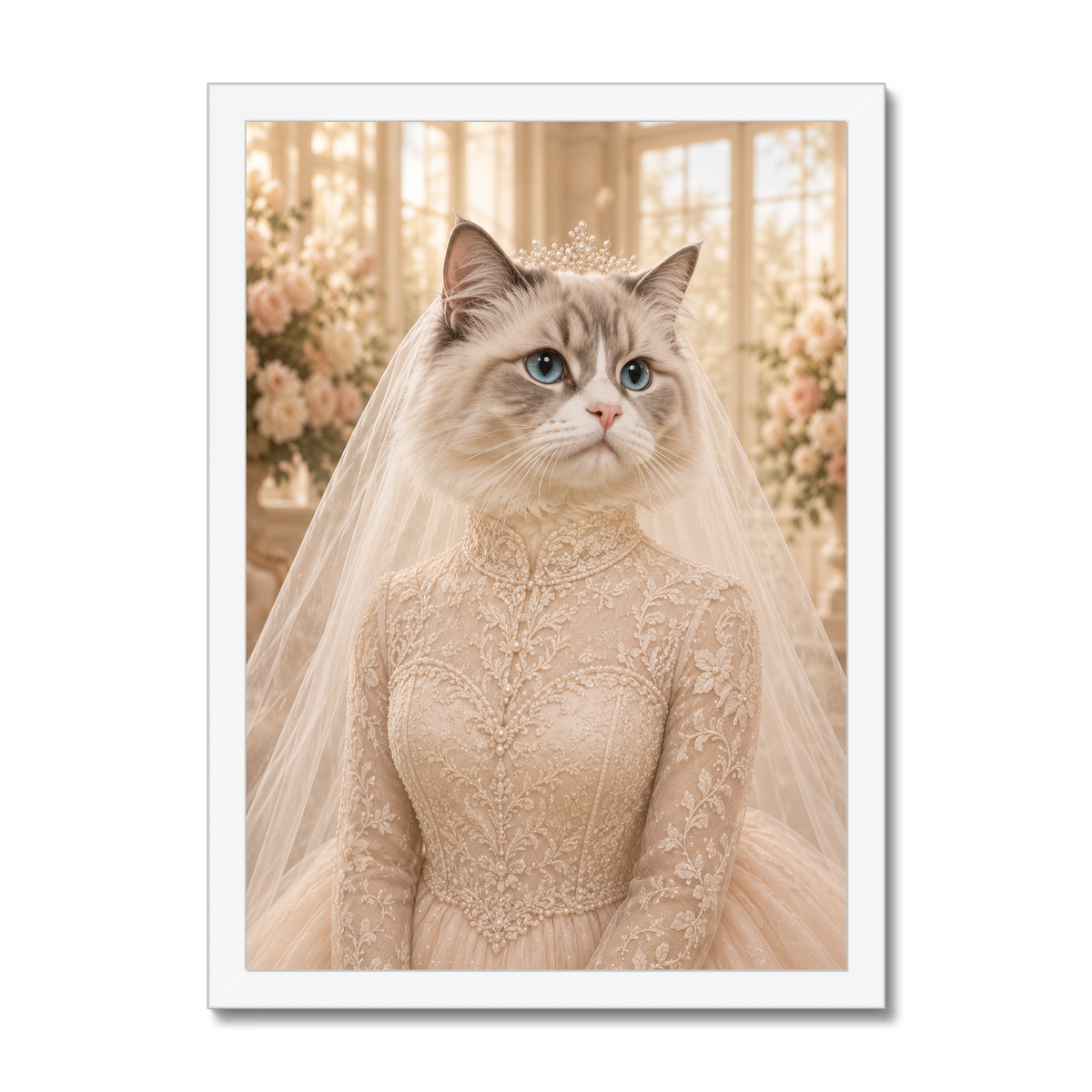 Pet Portraits | The Blushing Bride: Custom Pet Framed Portrait | Paw & Glory