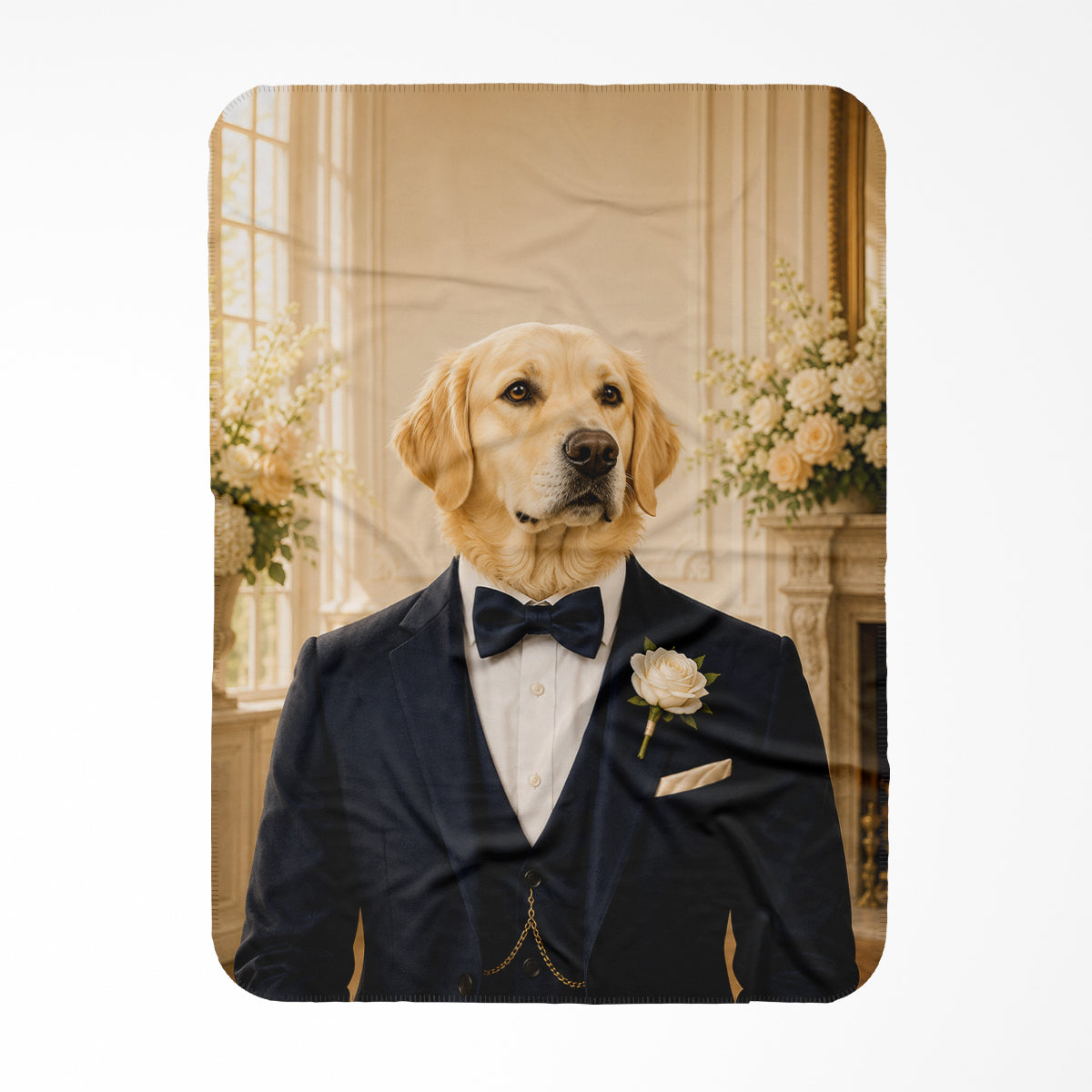 Pet Portraits | The Dapper Groom: Custom Pet Blanket | Paw & Glory