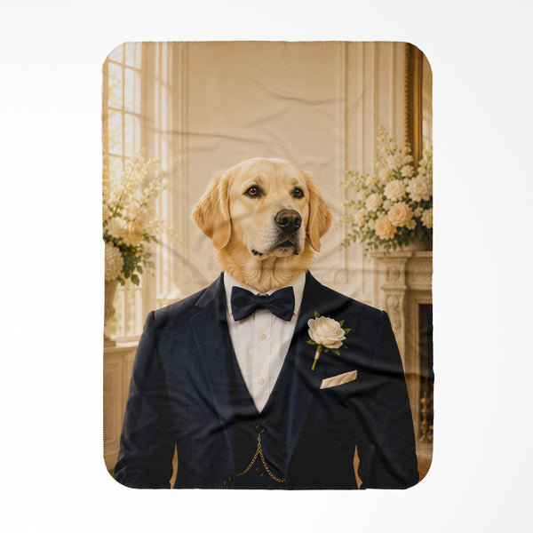 The Dapper Groom: Custom Pet Blanket personalised pet artwork