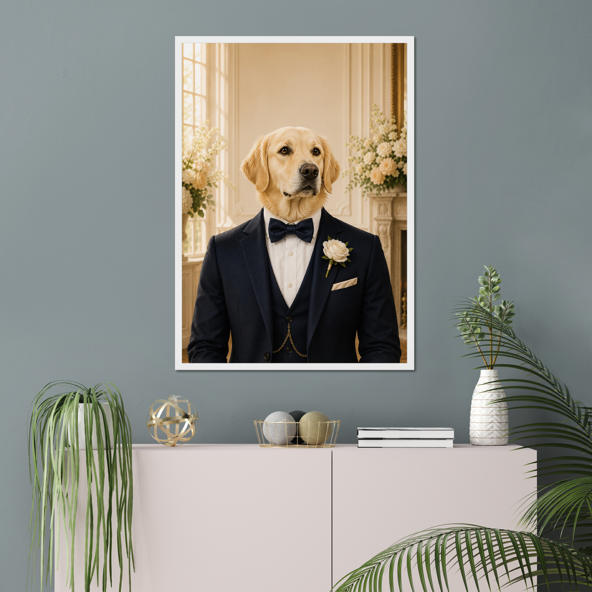 Pet Portraits | The Dapper Groom: Custom Pet Framed Portrait | Paw & Glory