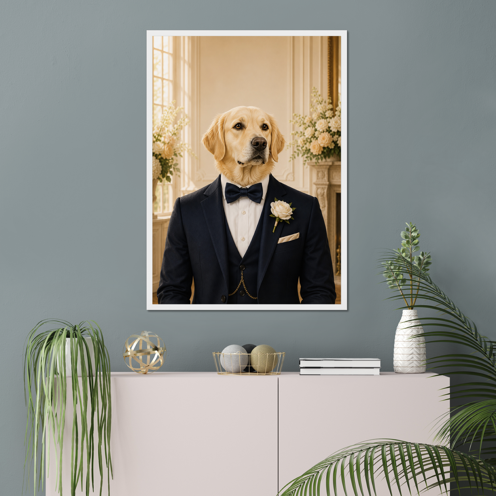 The Dapper Groom: Custom Pet Framed Portrait