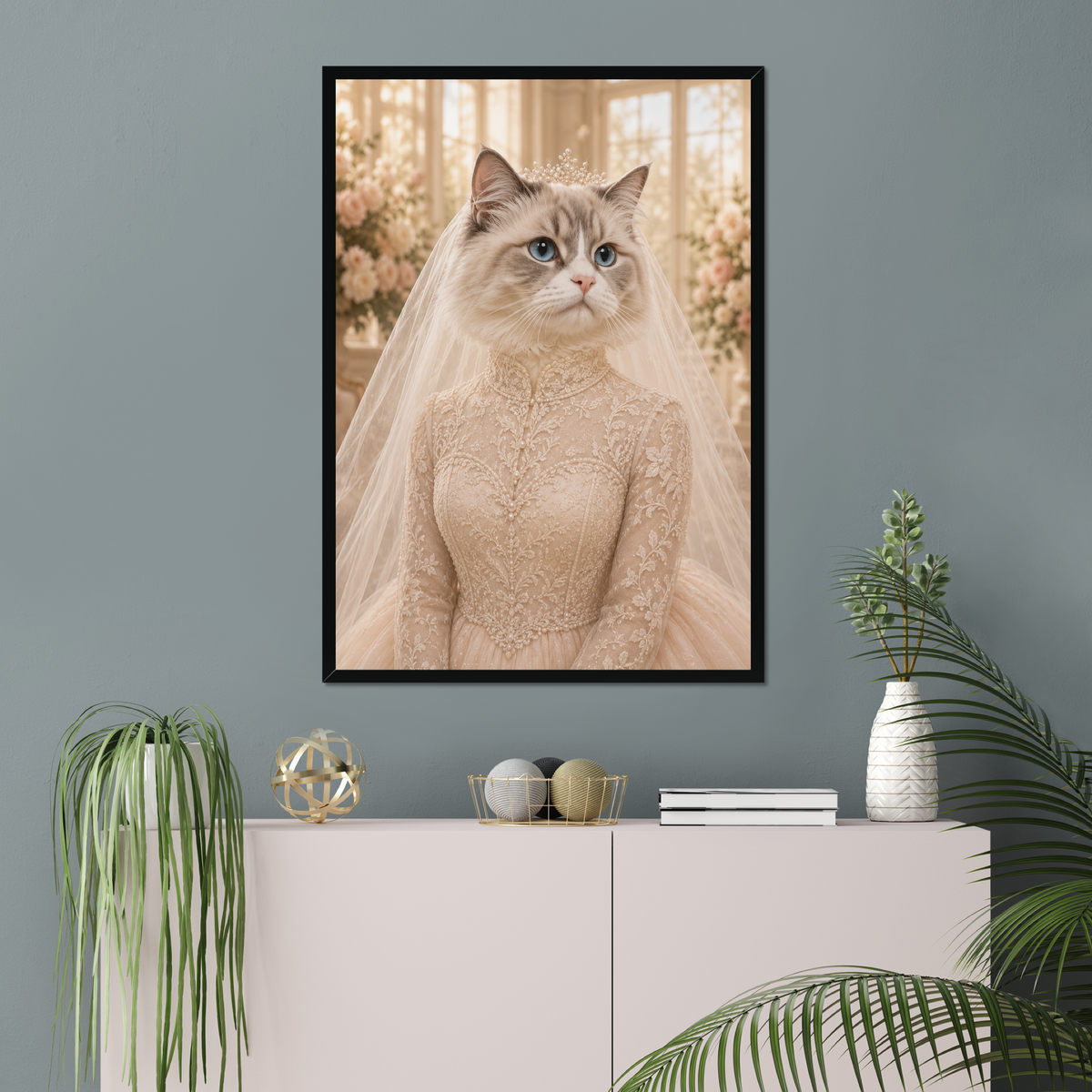 Pet Portraits | The Blushing Bride: Custom Pet Framed Portrait | Paw & Glory