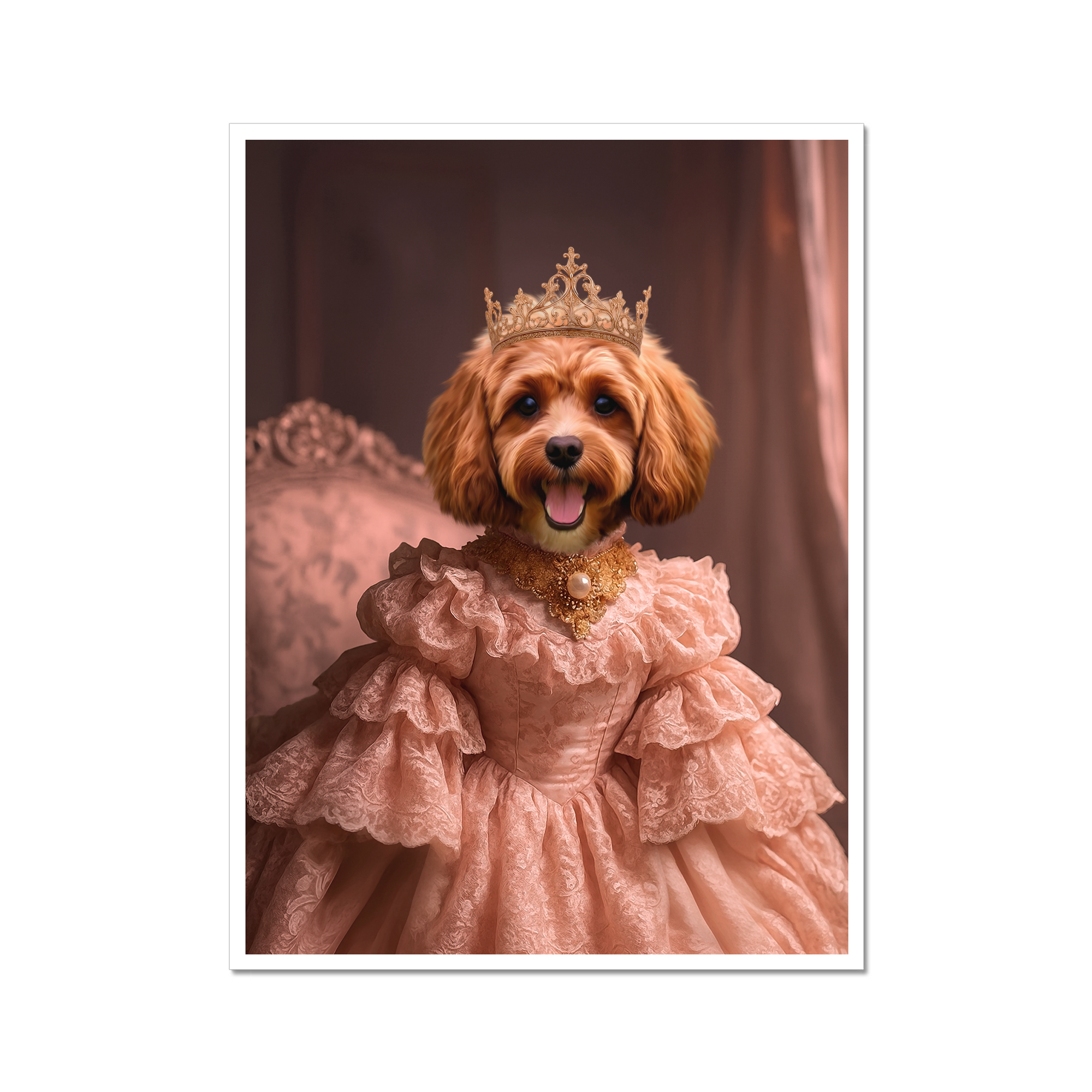 The Spoiled Princess: Custom Pet Framed Portrait