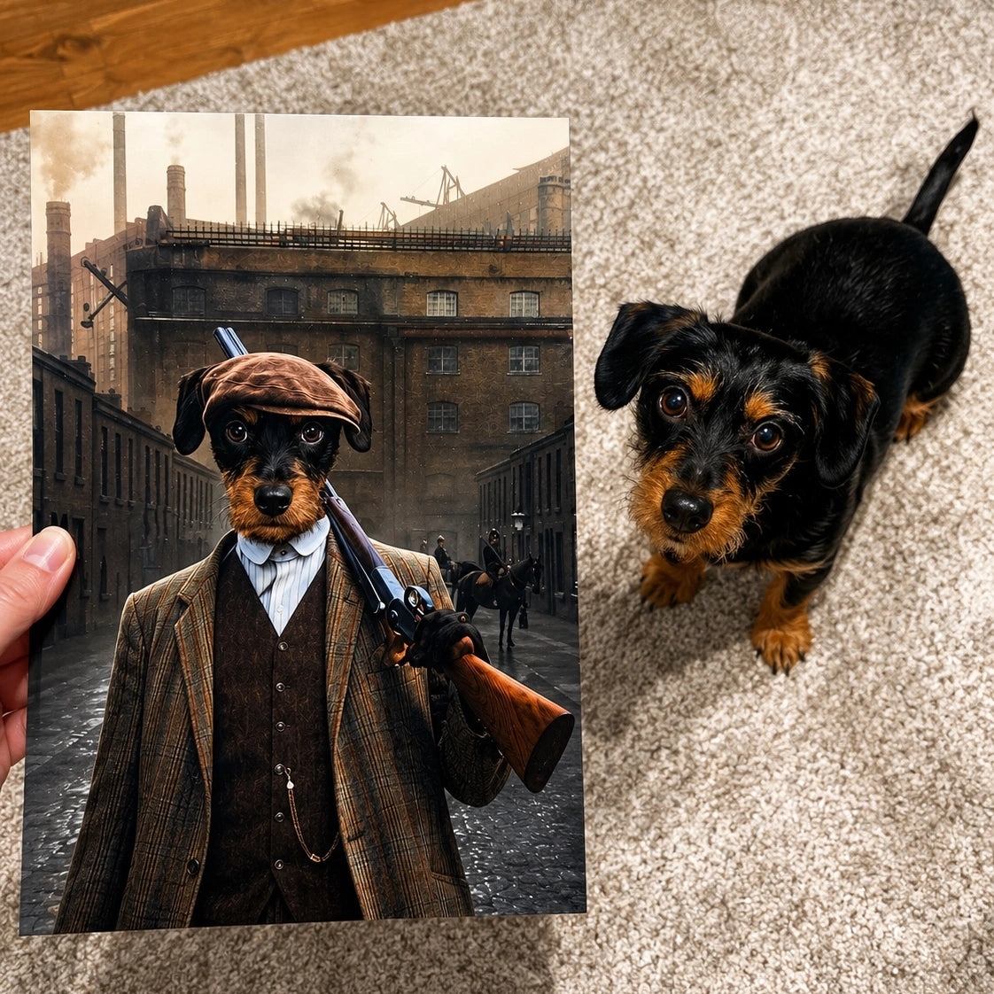 The Thug (Peaky Blinders Inspired): Custom Pet Portrait - Paw & Glory - Dog Portraits - Pet Portraits
