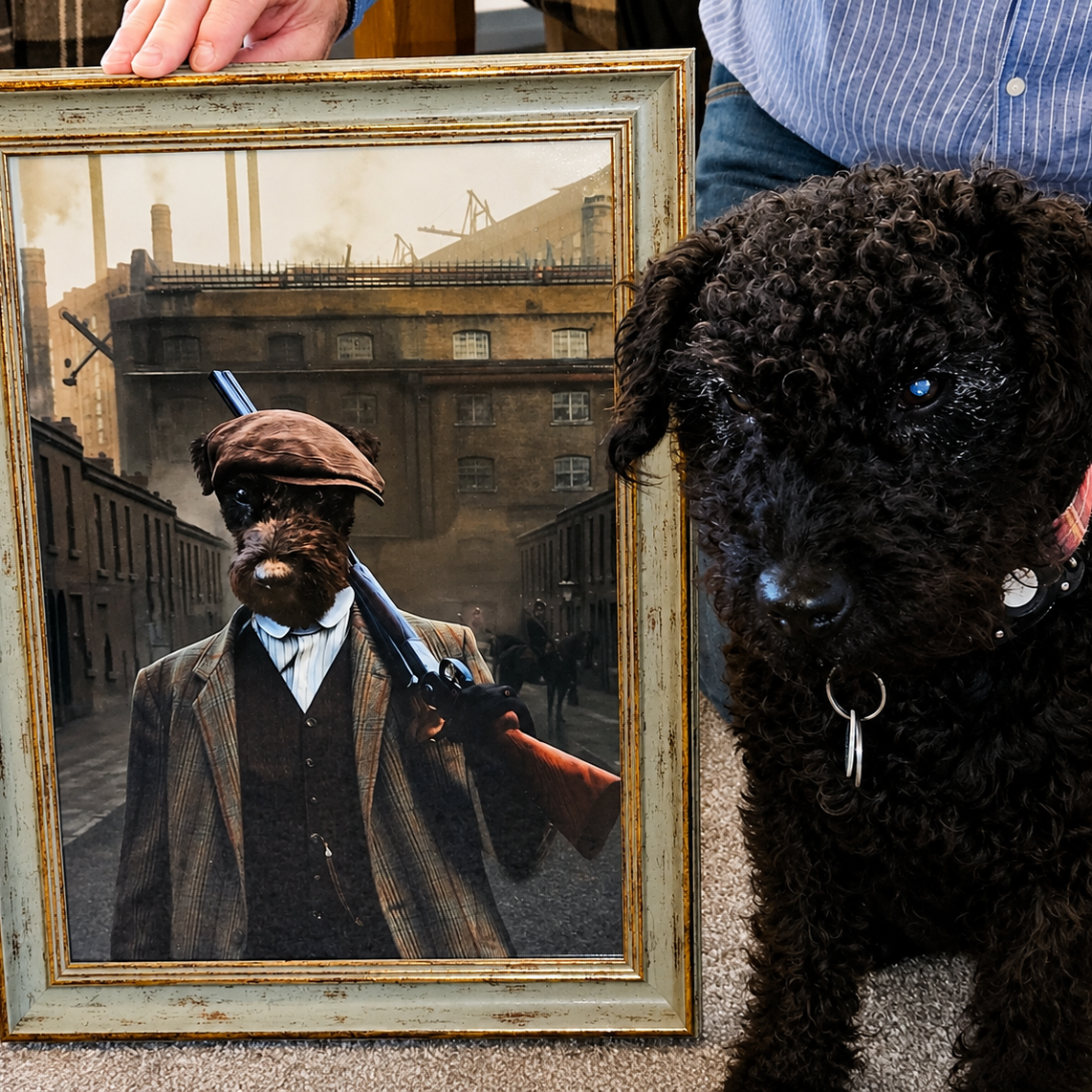 Pet Portraits | The Thug (Peaky Blinders Inspired): Custom Pet Portrait | Paw & Glory