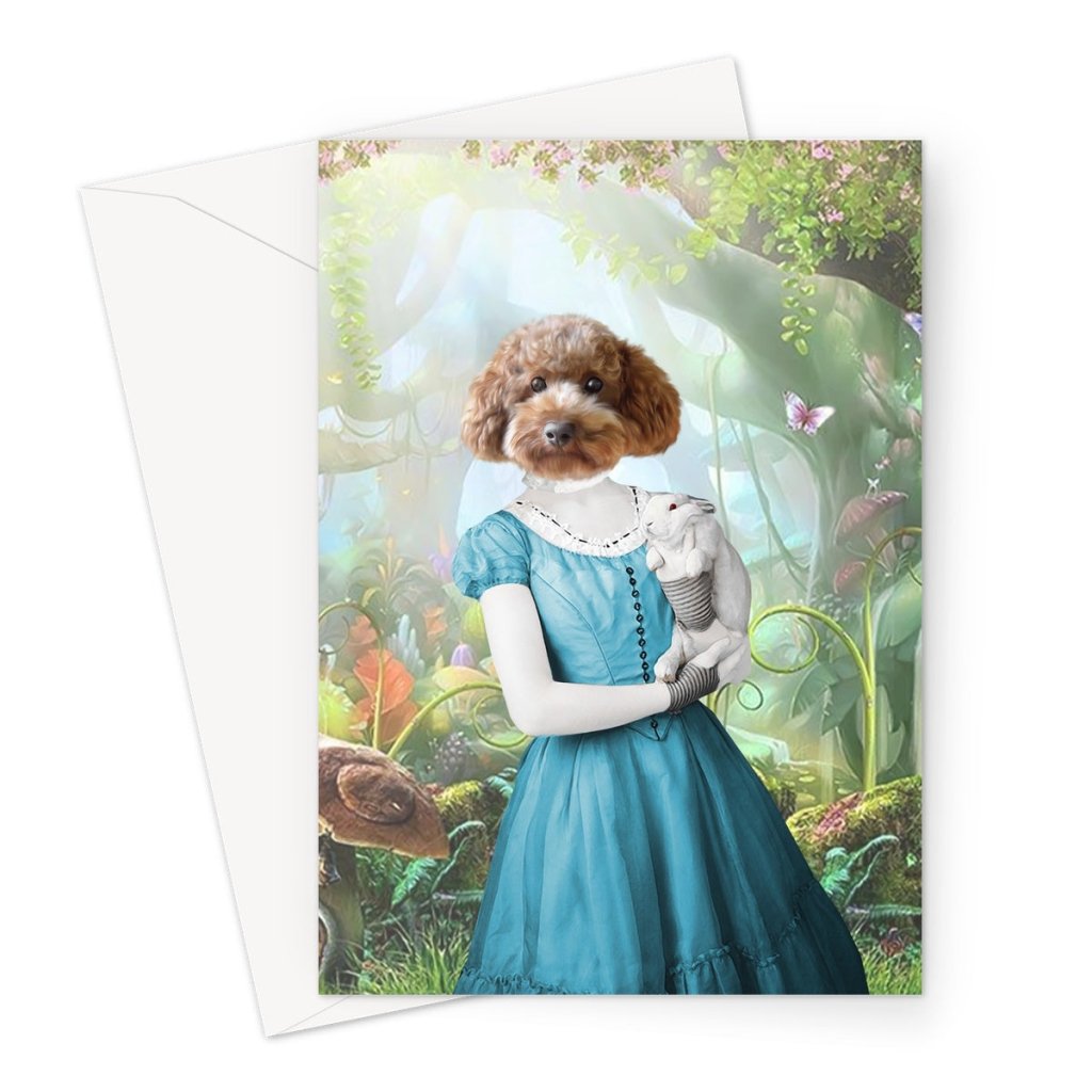 Alice in Wonderland: Custom Pet Greeting Card - Paw & Glory - Dog Portraits - Pet Portraits