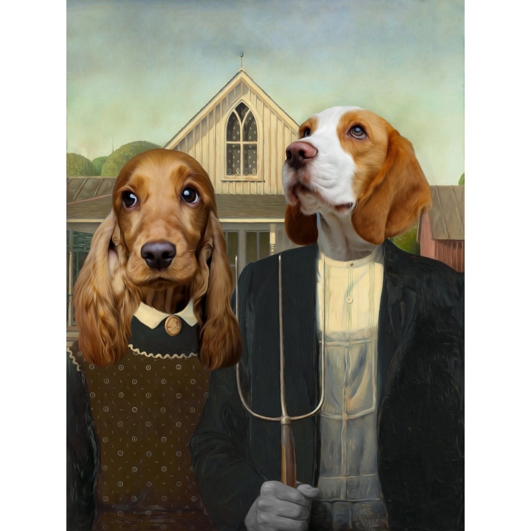 American Gothic: Custom Digital Download Pet Portrait - Paw & Glory - Dog Portraits - Pet Portraits