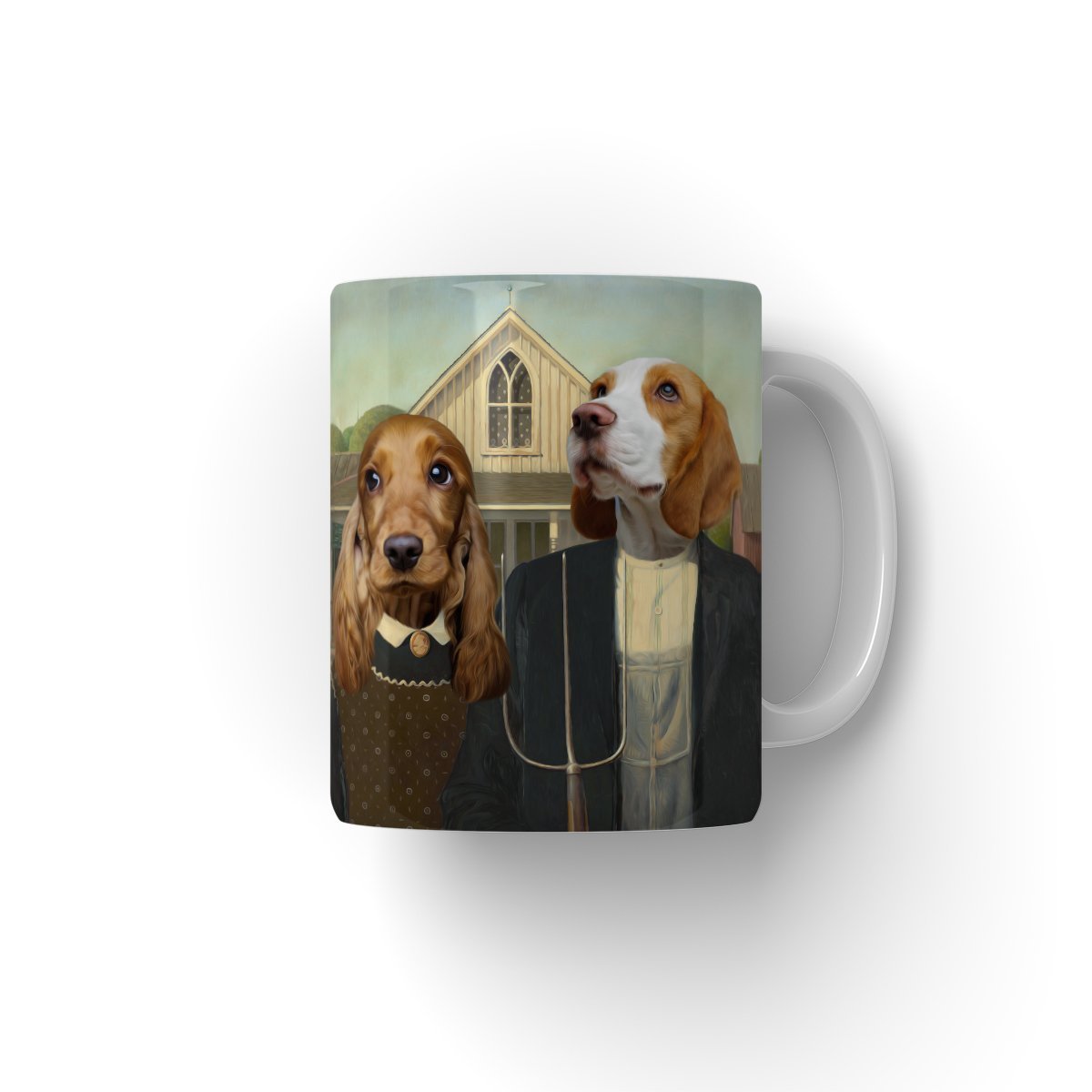 American Gothic: Custom Pet Coffee Mug - Paw & Glory - Dog Portraits - Pet Portraits