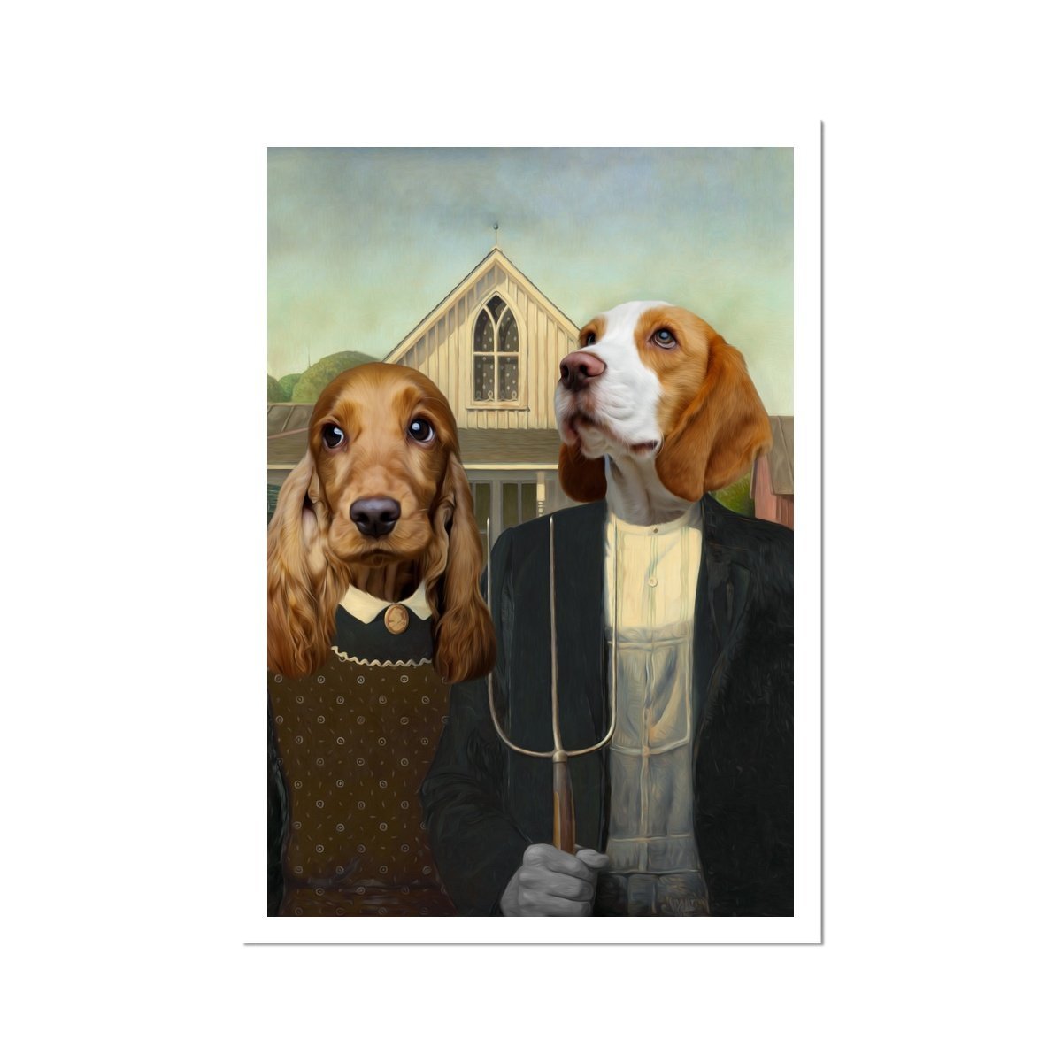 American Gothic: Custom Pet Portrait - Paw & Glory - Dog Portraits - Pet Portraits