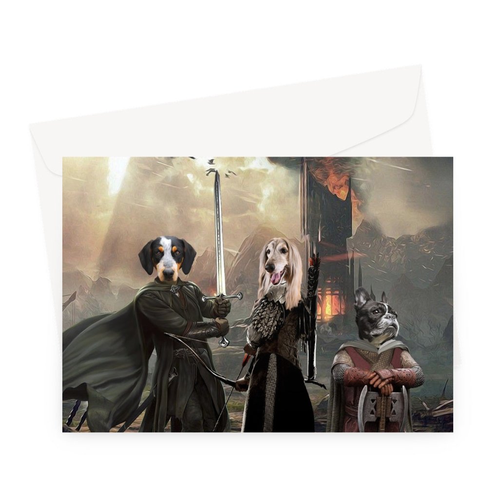 Pet Portraits | Aragon, Legolas & Gimli: Custom Pet Greeting Card | Paw & Glory