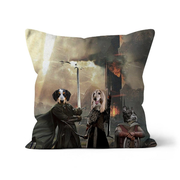 Fantasy Fellowship Trio Custom Pet Pillow | Funny Pet Portrait | Paw & Glory