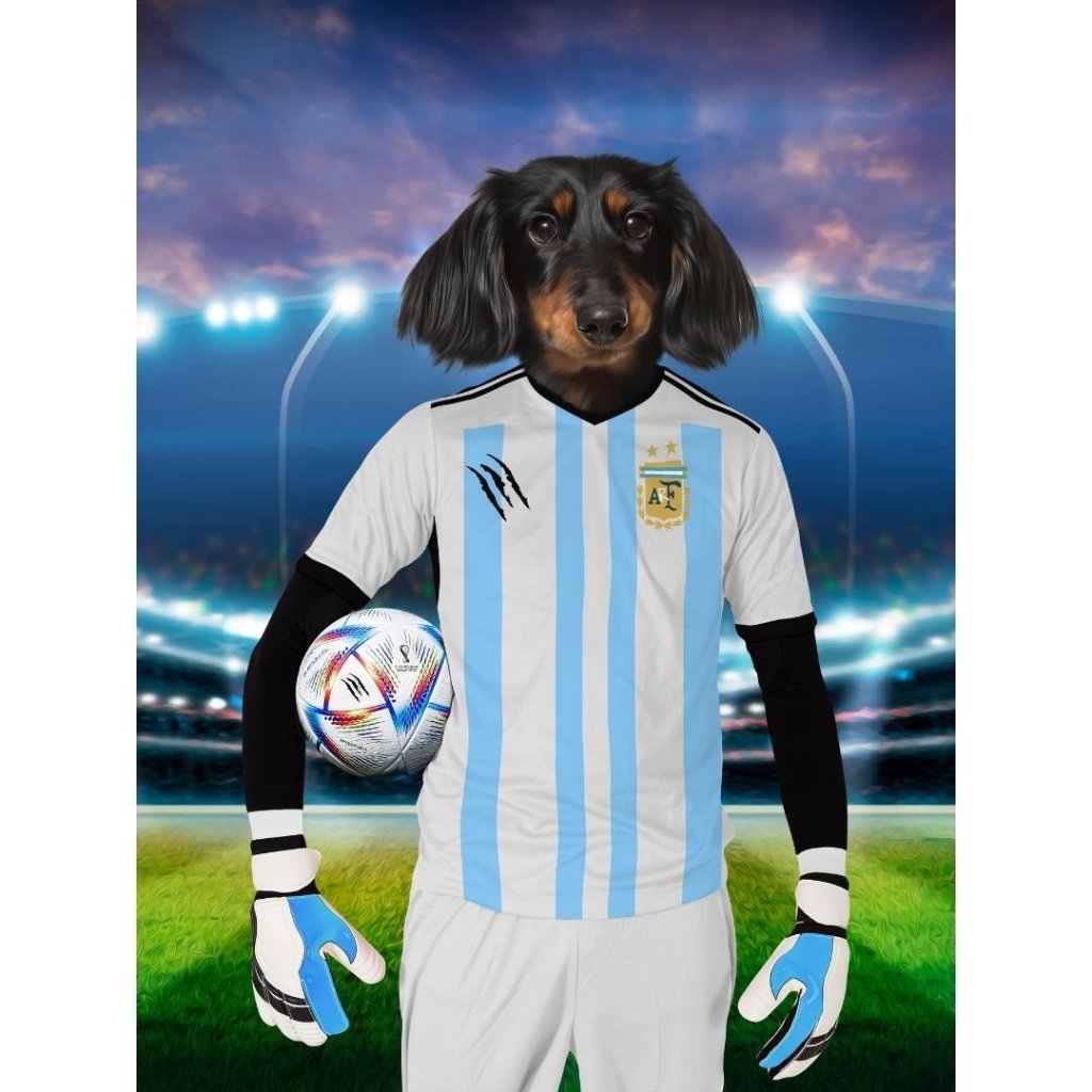 Pet Portraits | Argentina Football Team (FIFA 2022): Custom Digital Download Pet Portrait | Paw & Glory