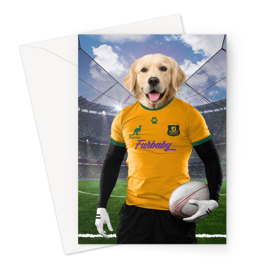 Pet Portraits | Australia Rugby Team: Custom Pet Greeting Card | Paw & Glory