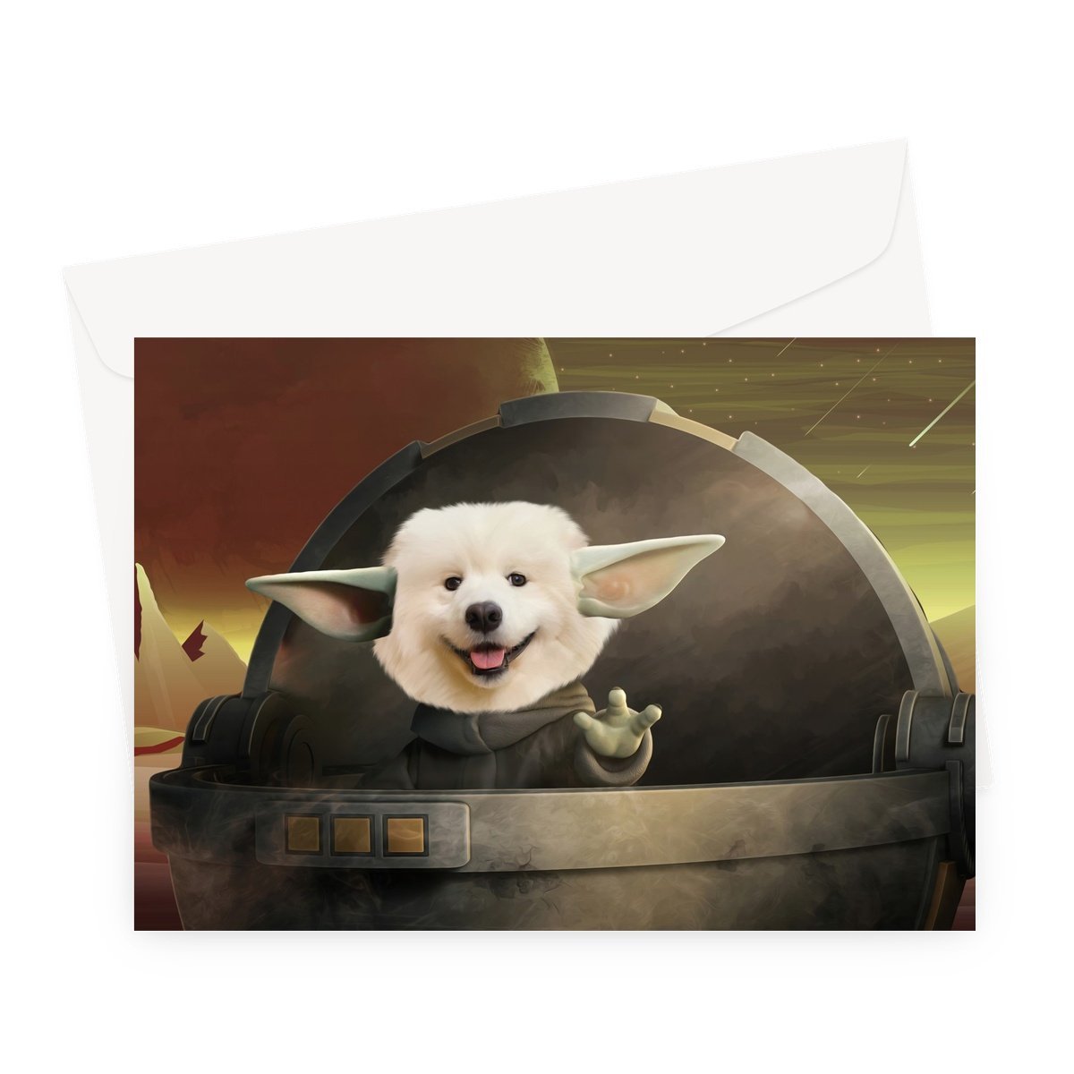 Pet Portraits | Baby Yoda: Custom Pet Greeting Card | Paw & Glory