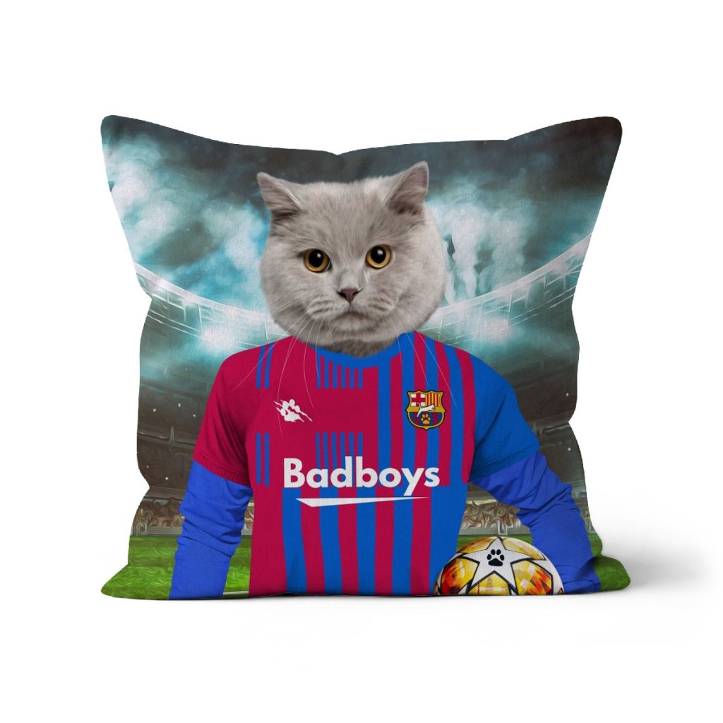 Pet Portraits | Barkcelona Football Club: Custom Pet Pillow | Paw & Glory