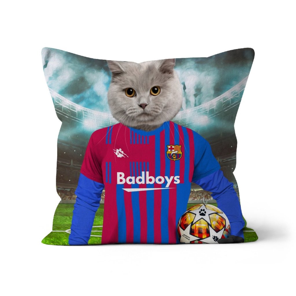 Pet Portraits | Barkcelona Football Club: Custom Pet Pillow | Paw & Glory